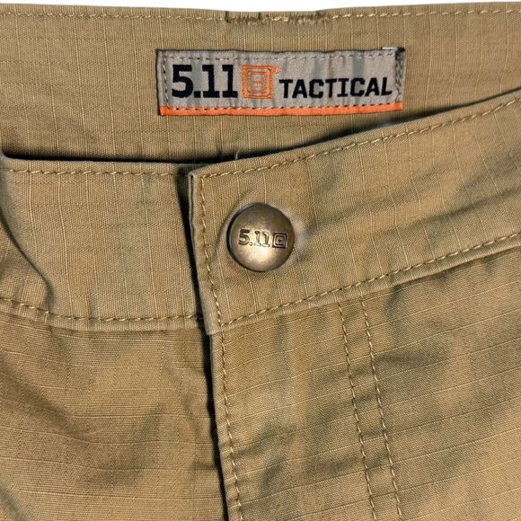 5.11 Tactical Mens Khaki Cargo Shorts With Elastic Waist Pockets Size 38 - Picture 7 of 9